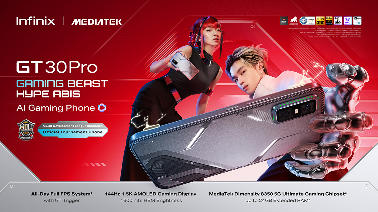 Infinix GT 30 Pro hadir di Indonesia sebagai AI Gaming Phone terbaru dengan performa tinggi, layar 144Hz, GT Trigger, dan desain mecha stylish.