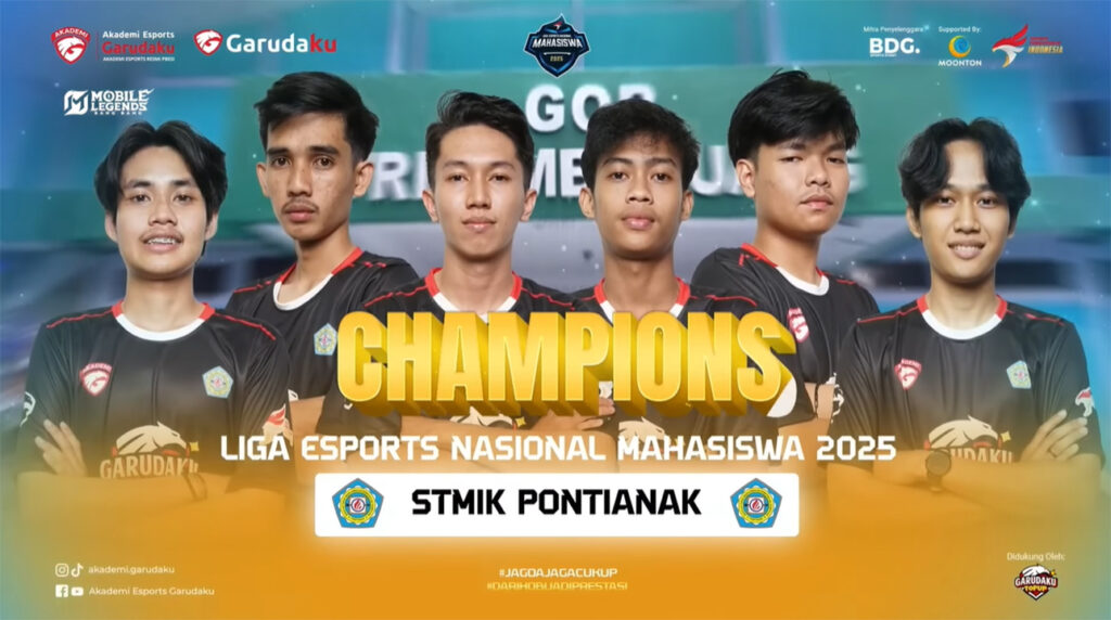STMIK Pontianak menjuarai Grand Final LENM 2025 Mobile Legends. Buktikan potensi esports kampus luar Jawa dan jadikan hobi sebagai prestasi.