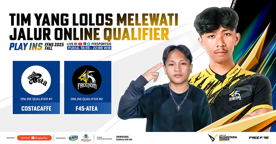 FFNS 2025 Fall Play-ins digelar 27–29 Juni. Sebanyak 36 tim bersaing memperebutkan 9 tiket menuju Grand Finals Free Fire di Makassar.