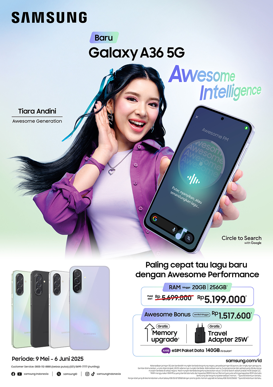 Galaxy A36 5G hadir dengan AI cerdas, fitur foto estetik, baterai tahan lama, dan Google Gemini. Smartphone andalan Gen Z yang serba bisa.