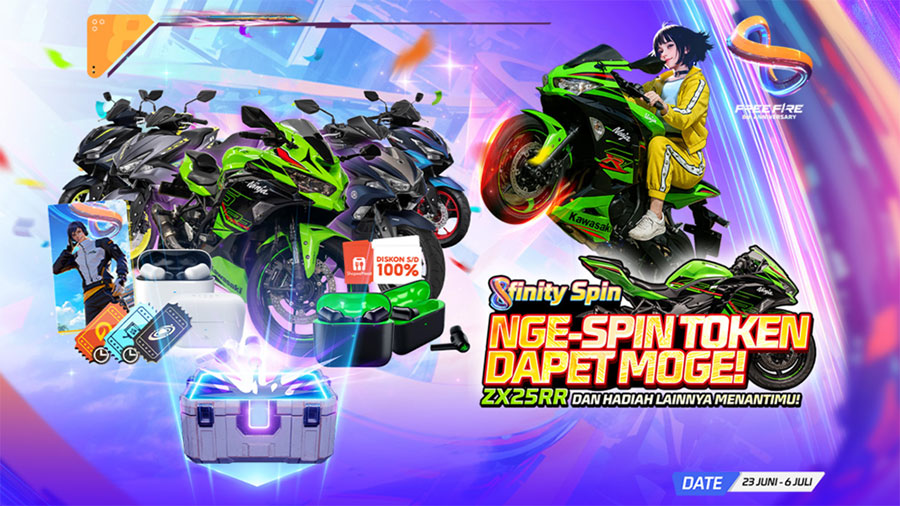 Free Fire meriahkan ulang tahun ke-8 bertema Infinity. Event, hadiah spesial, dan gameplay baru hadir mulai 20 Juni–17 Juli 2025!