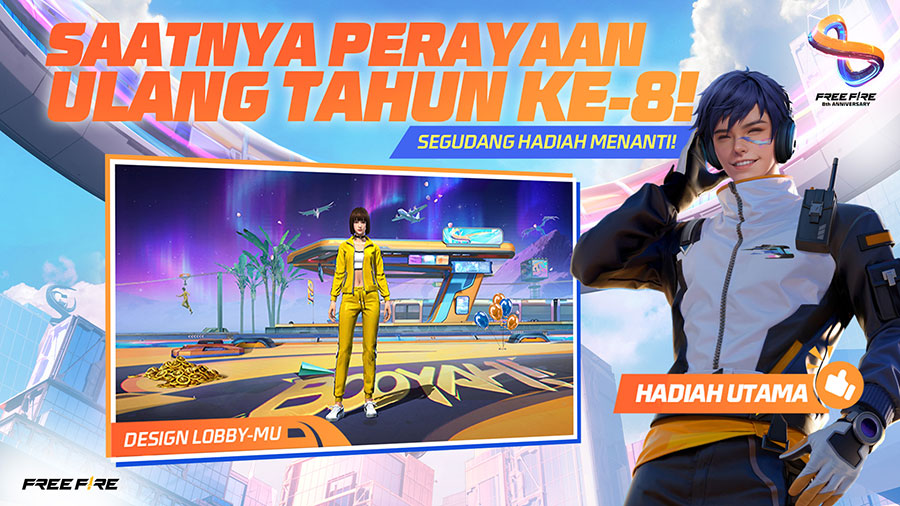 Free Fire meriahkan ulang tahun ke-8 bertema Infinity. Event, hadiah spesial, dan gameplay baru hadir mulai 20 Juni–17 Juli 2025!