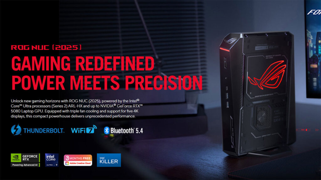 ROG NUC 2025 hadir sebagai mini PC gaming pertama < 3L, ditenagai Intel Ultra 9 & RTX 5080 dengan AI, DLSS 4, WiFi 7, dan desain modular canggih.