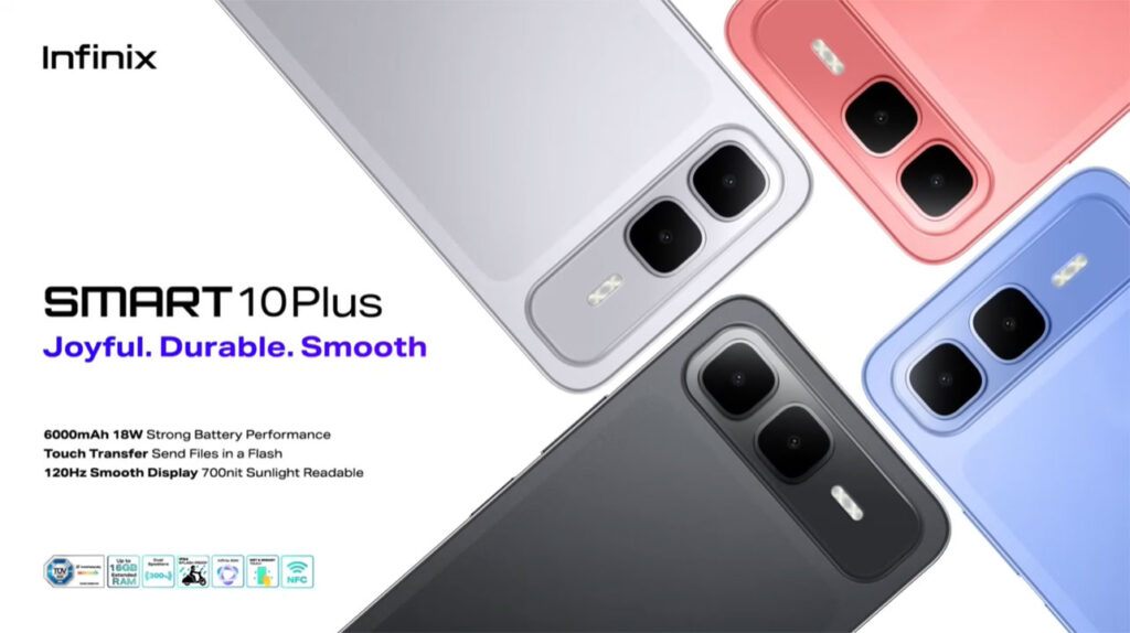 Infinix luncurkan SMART 10 Series, smartphone entry level dengan baterai besar, layar 120Hz, AI, dan sertifikasi IP64. Tersedia mulai 25 Juni 2025.