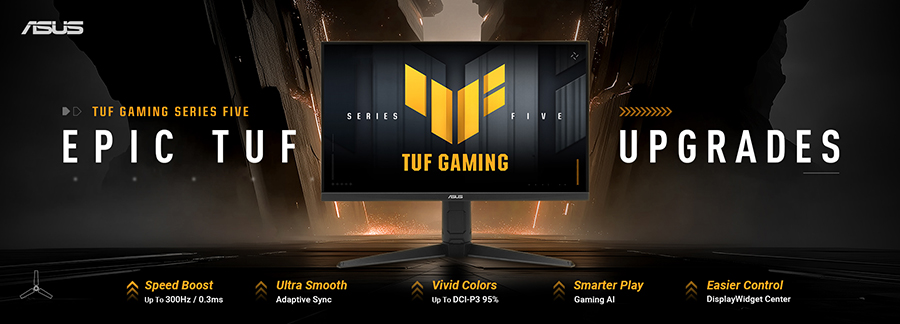 ASUS rilis TUF Series Five dengan 20+ model, refresh rate hingga 300Hz, warna DCI-P3 95%, dan fitur AI untuk pengalaman gaming kompetitif.