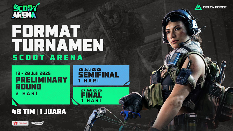 Garena Delta Force hadirkan Scoot Arena 2025, turnamen esports PC untuk 48 tim Indonesia bersaing memperebutkan tiket ke kejuaraan dunia. Prize Pool $505.000.