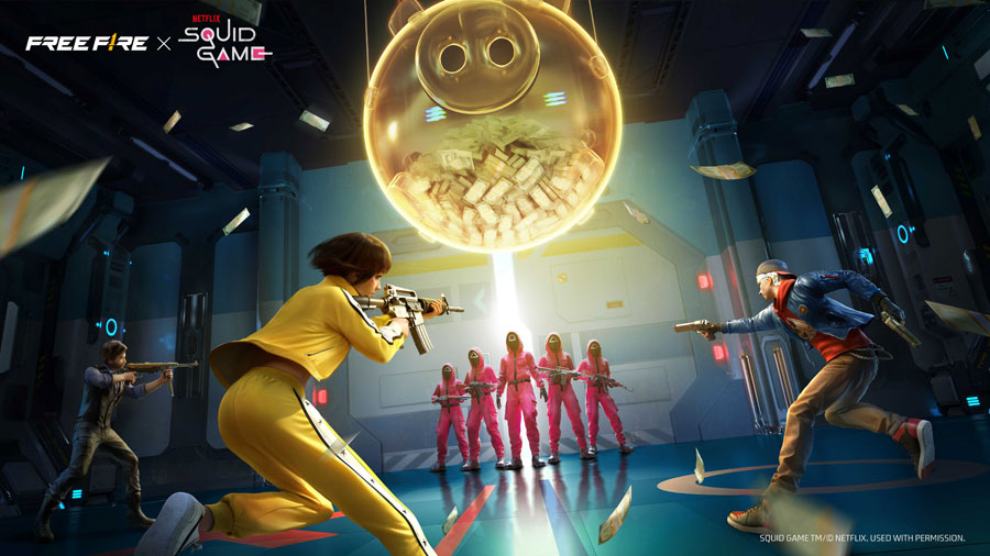 Kolaborasi Free Fire dan Squid Game hadir 18 Juli! Rasakan tantangan Red Light Green Light hingga item eksklusif gratis seperti The Doll dan Pink Guards!