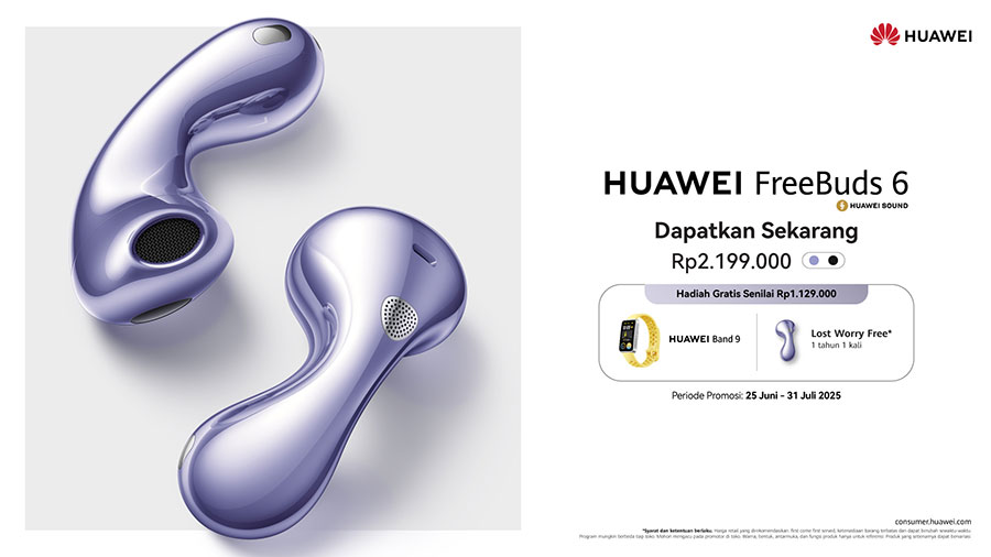 HUAWEI FreeBuds 6 hadir dengan teknologi dual-driver, desain ergonomis, dan noise cancellation canggih untuk pengalaman audio terbaik sepanjang hari.
