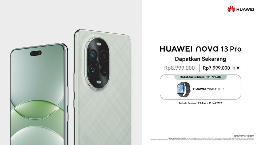HUAWEI nova 13 Pro hadir dengan dual kamera depan, fitur portrait canggih, dan SuperCharge 100W. Teman ideal untuk gaya hidup aktif dan stylish.