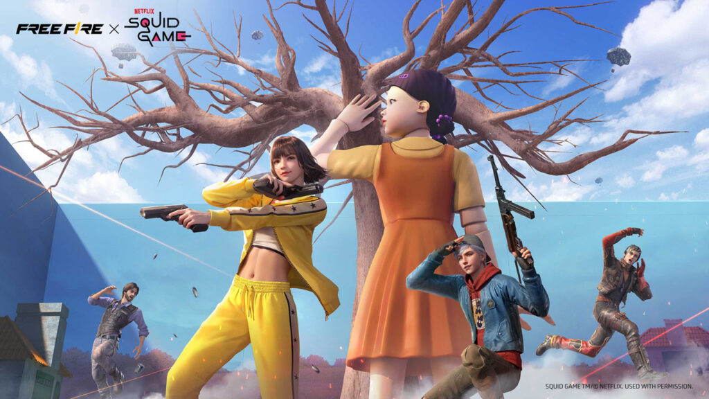 Kolaborasi Free Fire dan Squid Game hadir 18 Juli! Rasakan tantangan Red Light Green Light hingga item eksklusif gratis seperti The Doll dan Pink Guards!