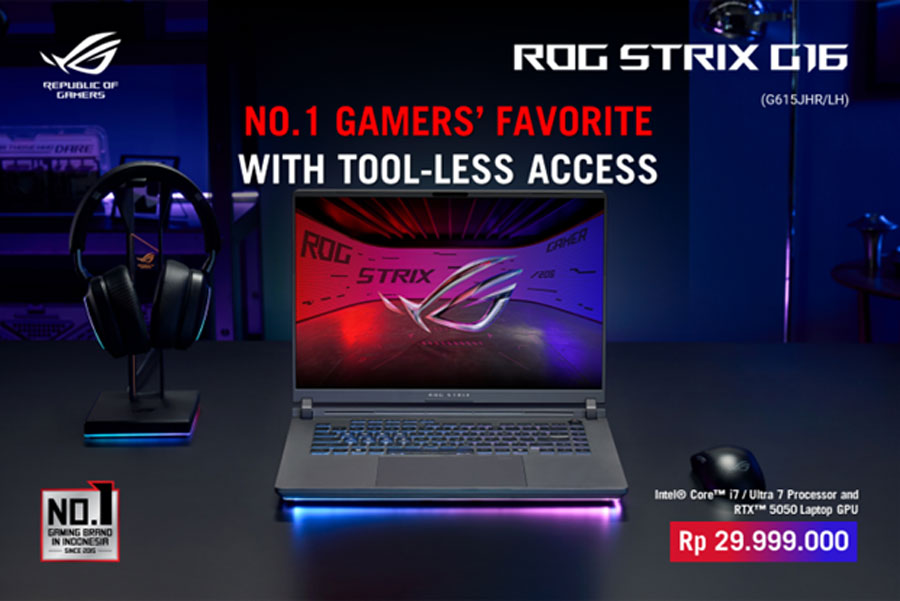 ASUS pimpin pasar laptop RTX 50 series di Indonesia dengan lini ROG, TUF, dan ASUS Gaming. Simak fitur, harga, dan promonya di sini!