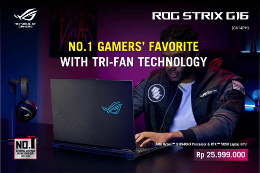 ASUS pimpin pasar laptop RTX 50 series di Indonesia dengan lini ROG, TUF, dan ASUS Gaming. Simak fitur, harga, dan promonya di sini!