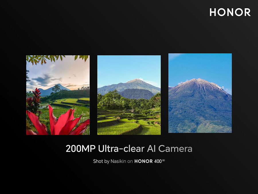 HONOR 400 hadir dengan kamera AI 200MP, AI Super Zoom, dan Night Mode canggih untuk hasil foto traveling yang autentik dan sinematik.