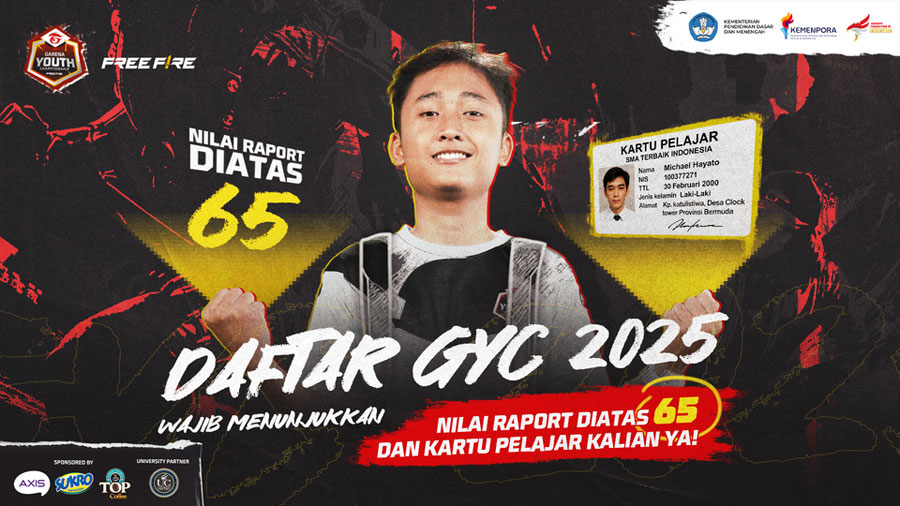 GYC 2025 Free Fire hadir lagi! Turnamen esports pelajar terbesar dengan hadiah beasiswa kuliah Rp21 M & tiket ke FFNS 2026. Daftar sebelum 8 Agustus 2025!