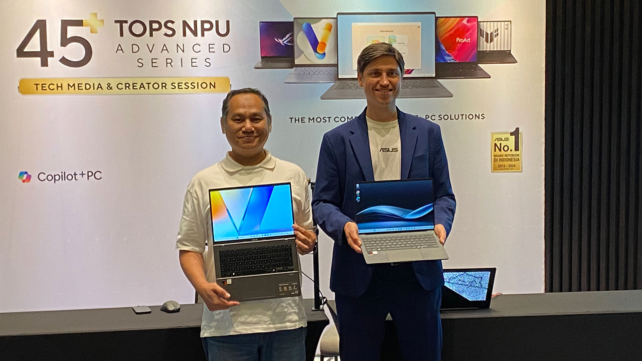 ASUS memimpin pasar laptop AI Indonesia dengan 60% pangsa Copilot+ PC berkat performa 45+ TOPS NPU, ekosistem AI lengkap, dan layanan premium.