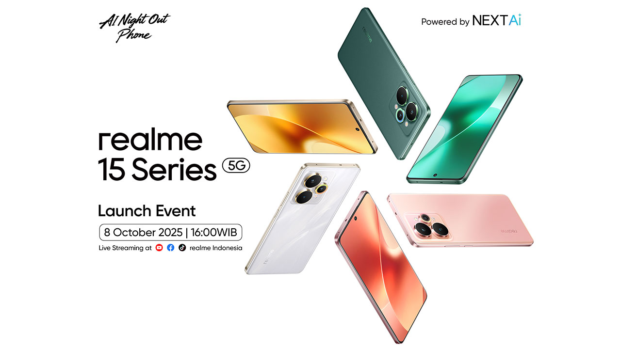 realme 15 Series 5G resmi rilis di Indonesia 8 Oktober 2025 dengan kamera AI, baterai 7000mAh tipis, dan kolaborasi HypeSpace Market.