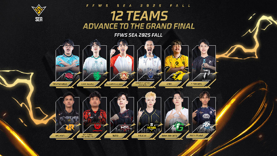 Grand Finals Free Fire SEA 2025 Fall di Bangkok hadir 4-5 Oktober. 12 tim terbaik dari Indonesia, Vietnam, dan Thailand berebut juara dan tiket ke Global Finals