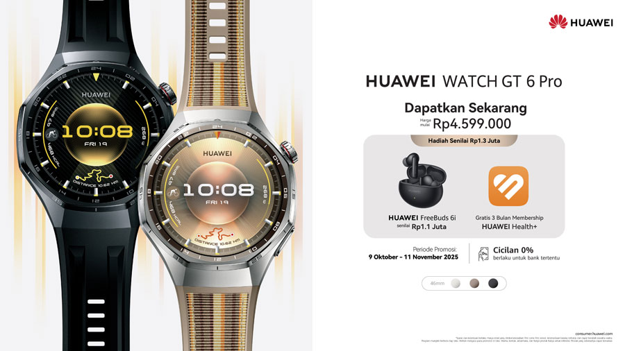 HUAWEI WATCH GT 6 Series hadir dengan baterai hingga 21 hari, fitur olahraga outdoor profesional, dan desain fashion premium mulai Rp3,5 jutaan.