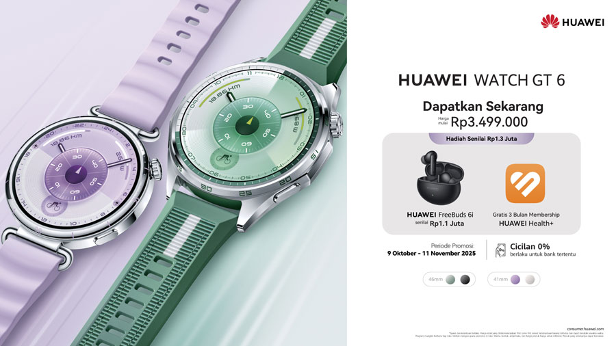 HUAWEI WATCH GT 6 Series hadir dengan baterai hingga 21 hari, fitur olahraga outdoor profesional, dan desain fashion premium mulai Rp3,5 jutaan.