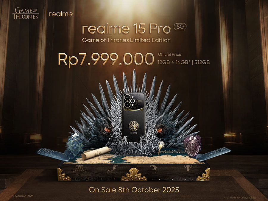 realme 15 Pro Game of Thrones Edition hadir dengan desain Dragonfire Color-Changing pertama di dunia, performa flagship, dan paket edisi terbatas yang ikonik.