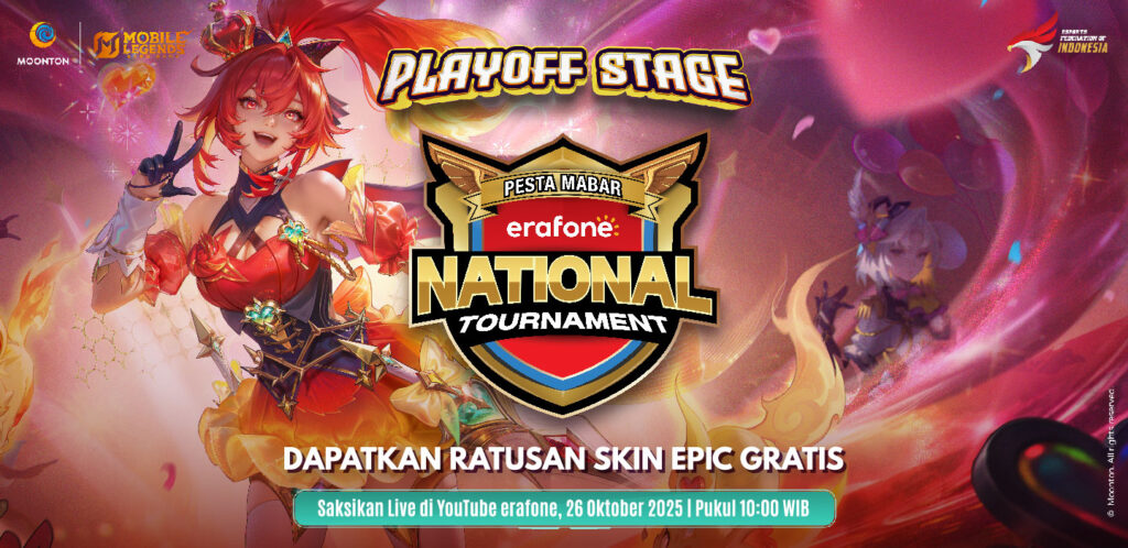Erafone, Erafone National Tournament, Mobile Legends, MOONTON Games, esports Indonesia, iQOO, Erajaya Digital, turnamen esports, MLBB Indonesia, Playoff Stage