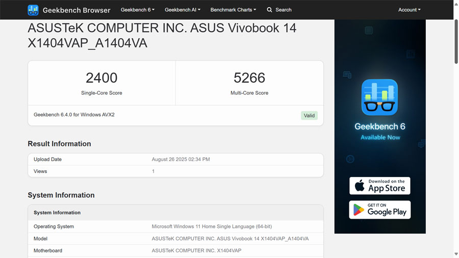 ASUS Vivobook 14 A1404VAP