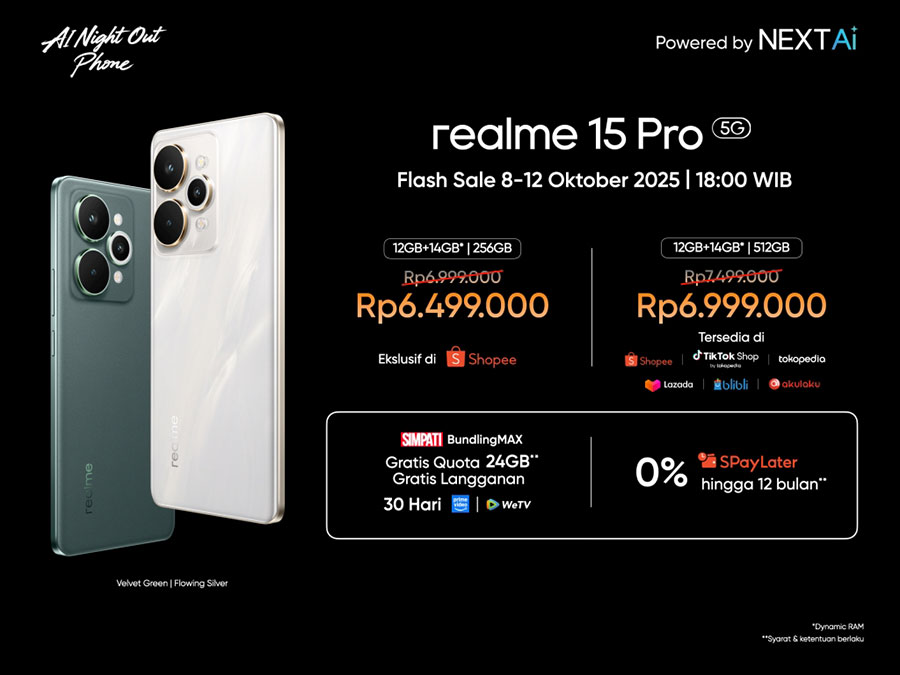 realme 15 Series 5G resmi hadir di Indonesia dengan kamera AI 50MP, performa tinggi, dan desain stylish untuk anak muda yang aktif siang dan malam.