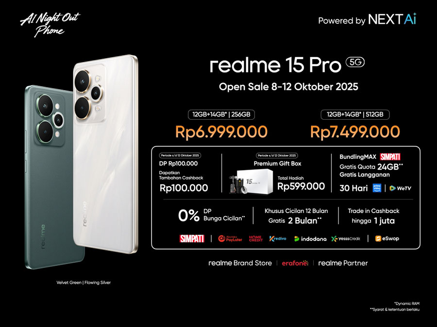 realme 15 Series 5G resmi hadir di Indonesia dengan kamera AI 50MP, performa tinggi, dan desain stylish untuk anak muda yang aktif siang dan malam.