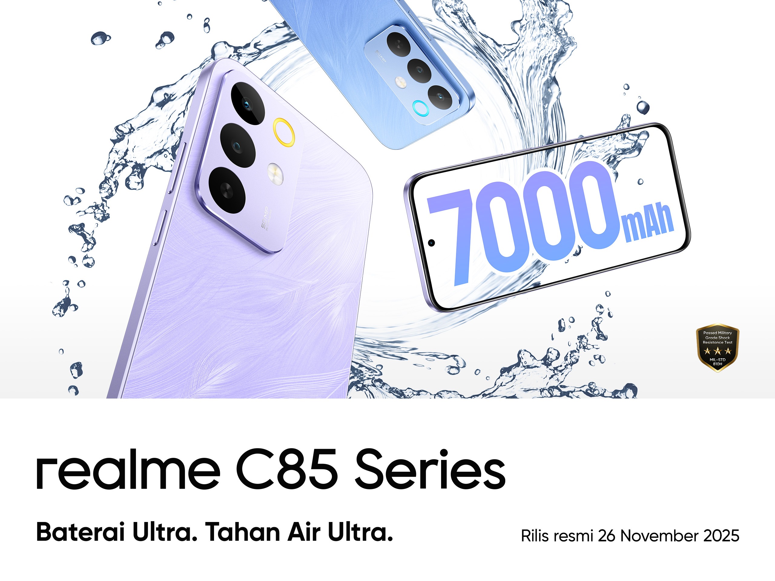 realme C85 Series, dengan baterai 7000mAh dan ketahanan air IP69 Pro, siap meluncur di Indonesia pada 26 November 2025, dan mencetak rekor dunia.