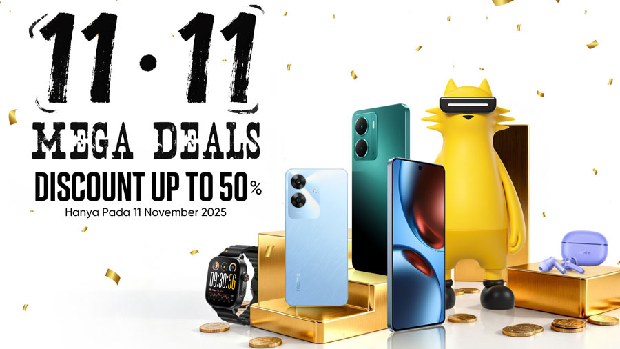 realme adakan 11.11 Mega Deals 2025 dengan diskon hingga 50% untuk smartphone dan AIoT. Cek daftar produk dan promo eksklusifnya di sini!