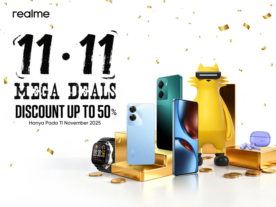 realme adakan 11.11 Mega Deals 2025 dengan diskon hingga 50% untuk smartphone dan AIoT. Cek daftar produk dan promo eksklusifnya di sini!