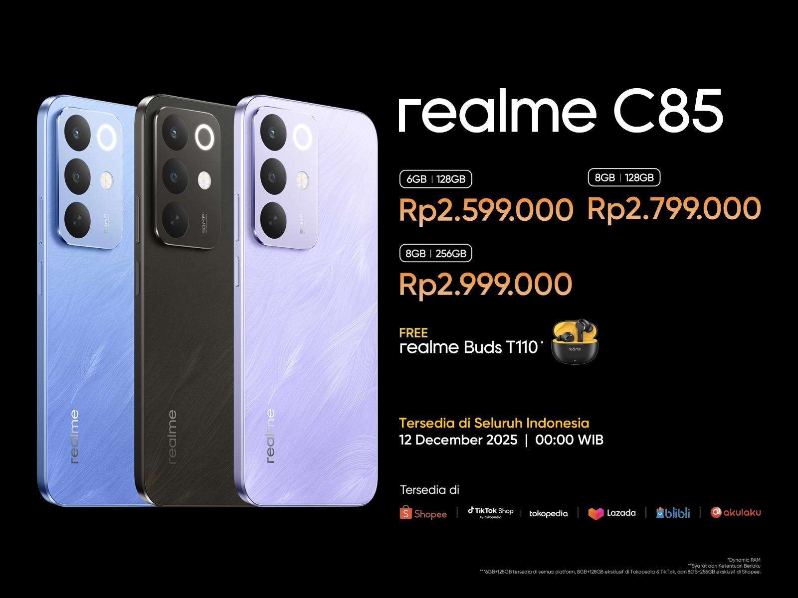 realme C85 Series hadir dengan ketahanan air IP69 Pro, baterai 7000mAh, dan kamera AI 50MP, menawarkan performa dan durabilitas di kelas harga 2 & 3 jutaan.