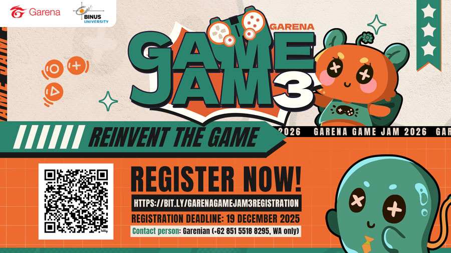 Garena Game Jam 3 hadir pada Februari 2026, menawarkan hadiah Rp30 juta untuk pelajar, mahasiswa, dan fresh graduate yang berkompetisi dalam pengembangan game.