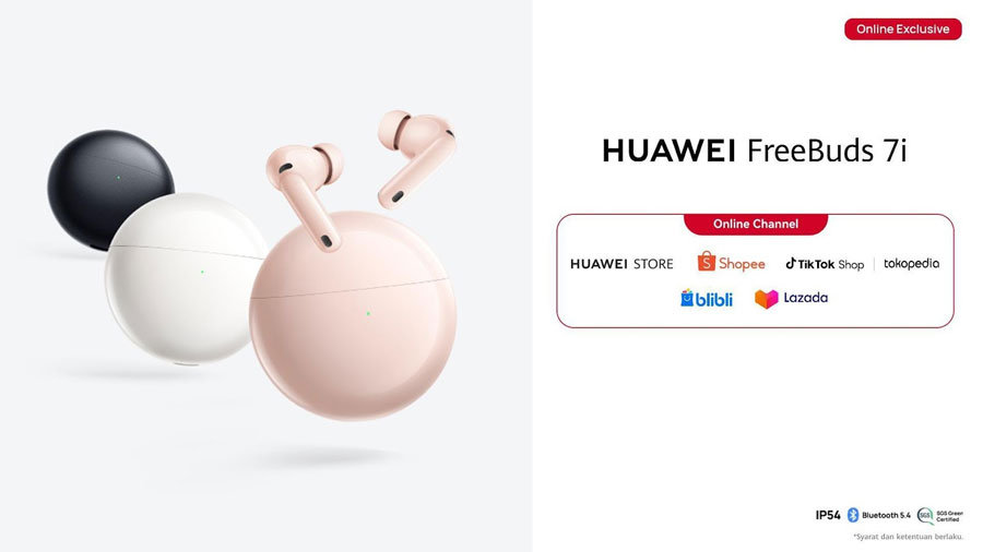 HUAWEI FreeBuds 7i hadir di Indonesia dengan teknologi ANC 55dB, audio 3D immersive, dan kompatibilitas universal. TWS stylish dan nyaman seharga Rp899 ribu.