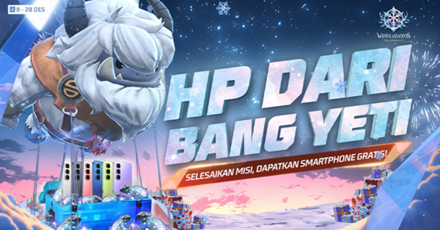 Event Free Fire Winterlands: Dreamspace mulai 12 Des 2025! Ada Balon Udara Yeti, Snowboard baru, pesta kembang api, dan hadiah bundle gratis.