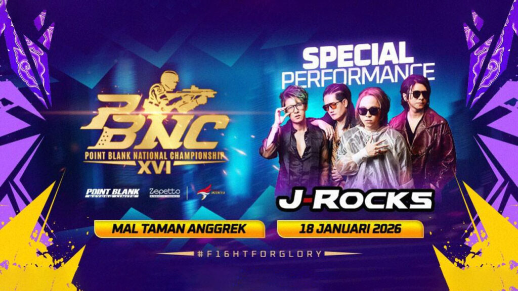 PBNC XVI digelar 14–18 Januari 2026 di Mal Taman Anggrek. J-Rocks siap tampil 18 Januari sebagai hiburan jelang laga puncak.