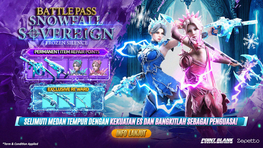 Point Blank Indonesia siapkan update besar: transisi Z-Launcher 10 Feb 2026, Battle Pass S22 Snowfall Sovereign, dan Tactical Shield terbaru.