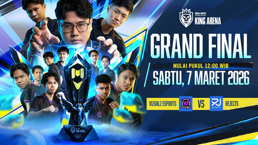 Grand Finals CODM King Arena 2026 mempertemukan Visualz Esports vs Rejects. Simak jadwal, format turnamen, dan hadiah yang diperebutkan.