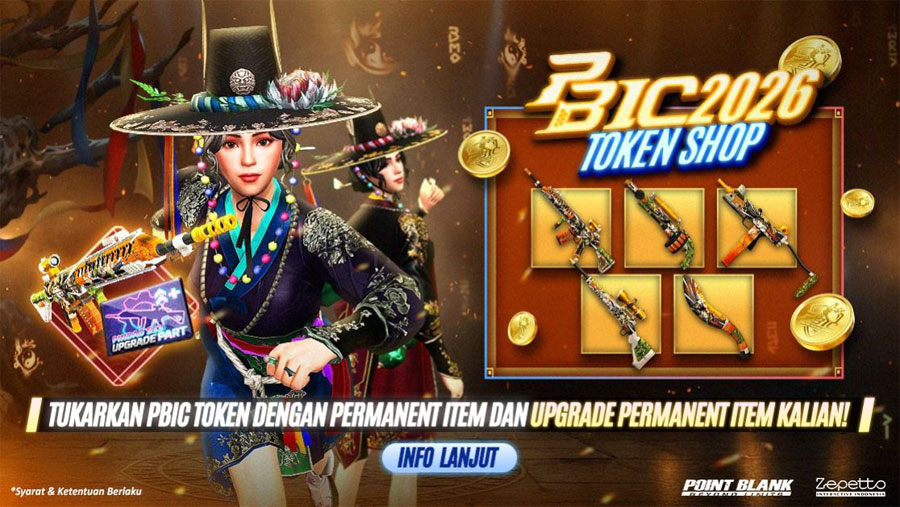 PBIC 2026 Token Shop resmi dibuka! Kumpulkan token dan tukarkan dengan senjata Tarantula, item langka, serta reward eksklusif lainnya.