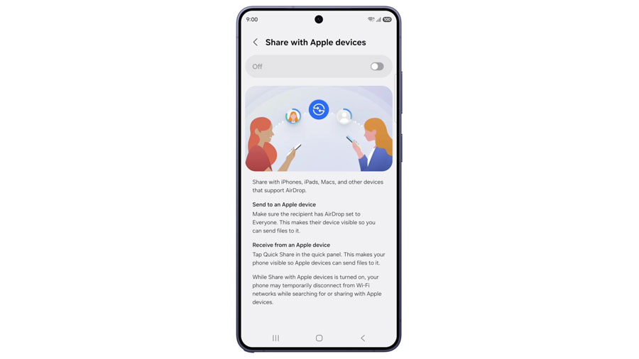 Samsung menghadirkan dukungan AirDrop ke Quick Share di Galaxy S26 Series untuk memudahkan berbagi konten antar perangkat secara praktis.