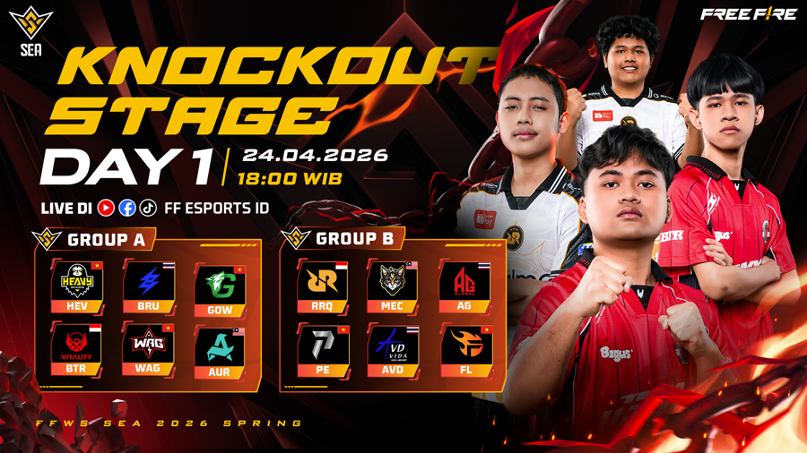 FFWS SEA 2026 Spring dimulai 24 April 2026 dengan format Knockout. Lima tim Indonesia berburu tiket Grand Finals dan Esports World Cup 2026.