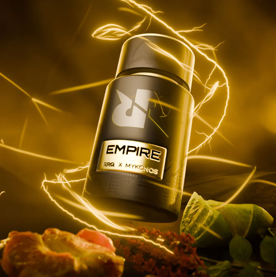 RRQ dan Mykonos meluncurkan EMPIRE, parfum esports dengan aroma citrus, tropical, woody yang merepresentasikan identitas gamer modern.