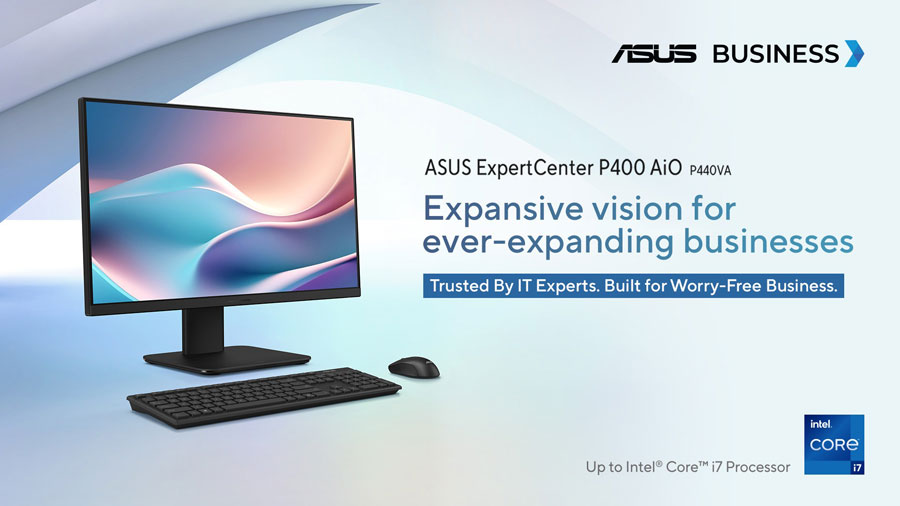 ASUS ExpertCenter P400 P440VAK hadir sebagai PC All-in-One bisnis dengan performa tinggi, desain ringkas, konektivitas lengkap, dan fitur keamanan modern.