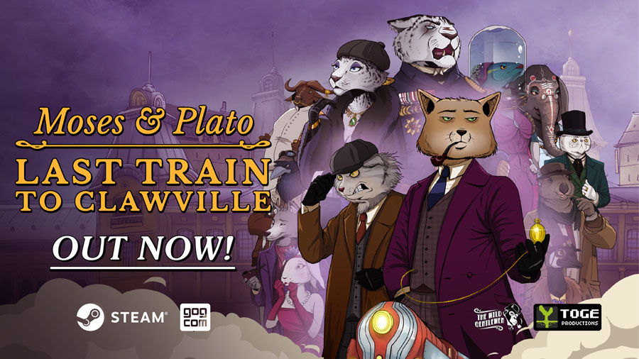 Moses & Plato - Last Train to Clawville resmi hadir di PC via Steam dan GOG, membawa misteri pembunuhan seru dengan diskon peluncuran 10%.