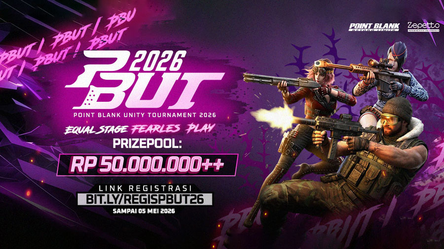 PBUT 2026 resmi dibuka tanpa biaya pendaftaran. Turnamen mix team Point Blank ini menawarkan hadiah Rp50 juta dan tiket ke PBSB Season 1 2026.