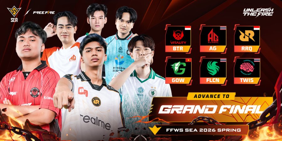 Bigetron by Vitality dan RRQ Kazu lolos ke Grand Finals FFWS SEA 2026 Spring, sementara ONIC, EVOS, dan Shadow masih berjuang.