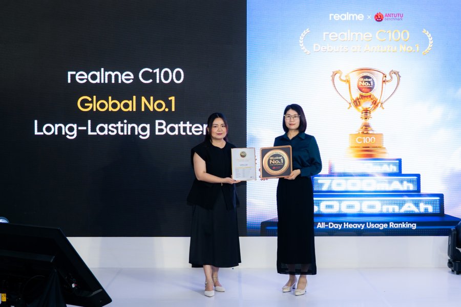 realme C100 siap hadir di Indonesia dengan baterai 8000mAh, AI Power Saving, dan sertifikasi AnTuTu untuk penggunaan berat seharian.