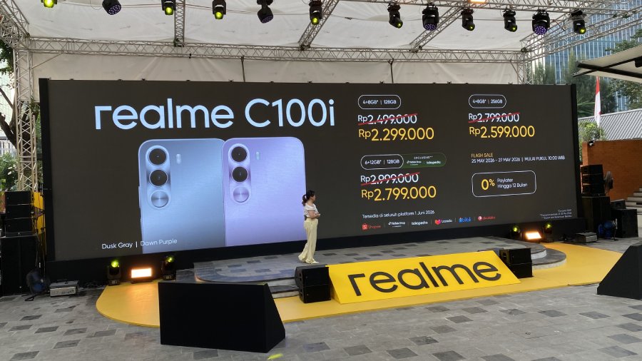 realme C100 Series hadir di Indonesia dengan baterai hingga 8000mAh, durabilitas tangguh, desain stylish, dan harga terjangkau.