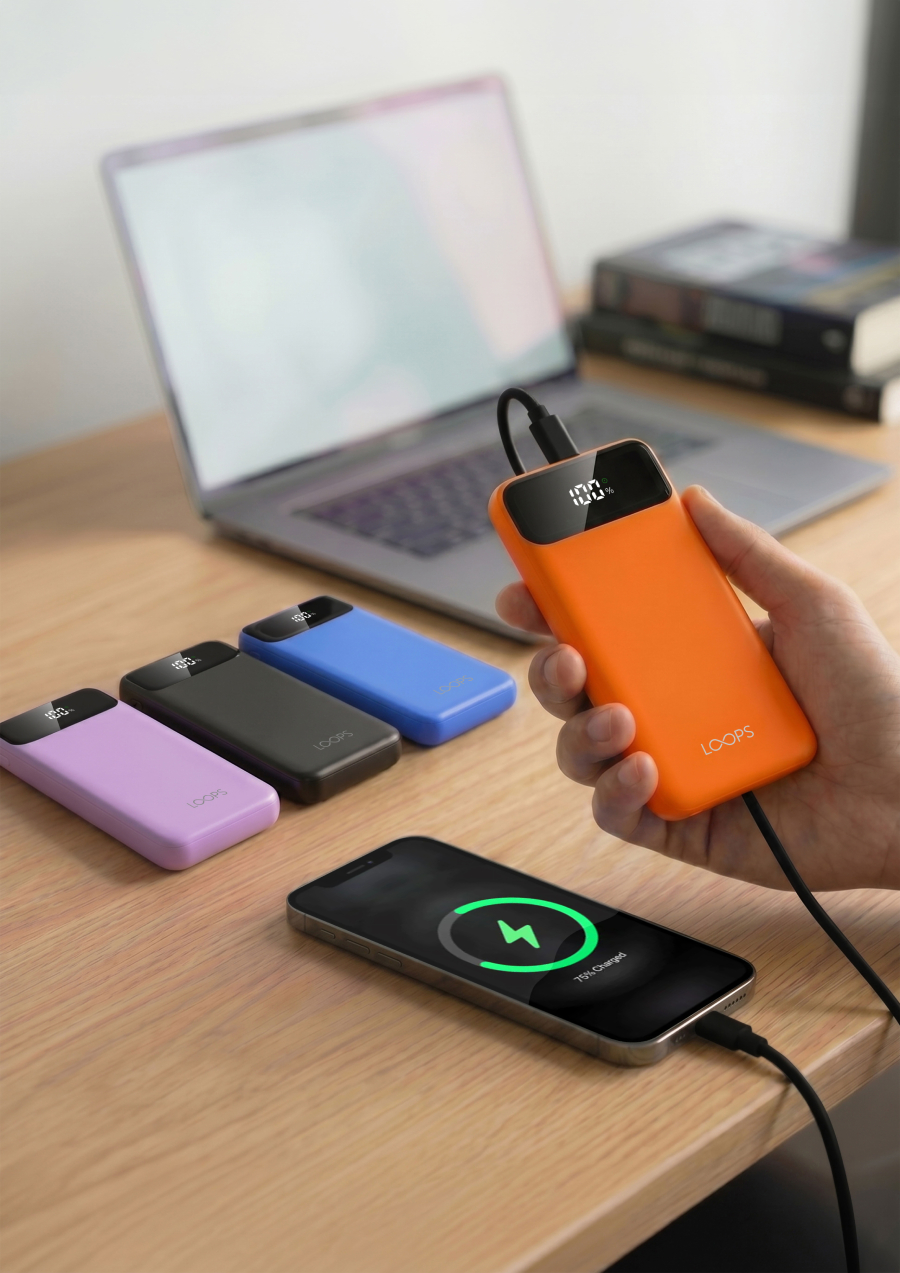 LOOPS Powerbank Lumi 10.000 mAh hadir dengan fast charging 22,5W, desain stylish, multiple port, dan harga Rp199.000.