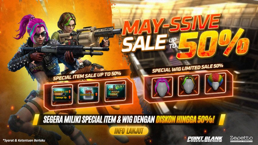 Point Blank Indonesia menghadirkan event pemain baru, diskon wig 50%, dan May Function Sale dengan berbagai item pilihan pada 19–25 Mei 2026.